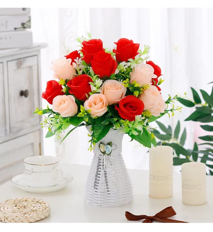 客厅工艺品摆设塑料假花仿真干花束装饰盆栽餐桌绢花茶几摆件花艺详情3