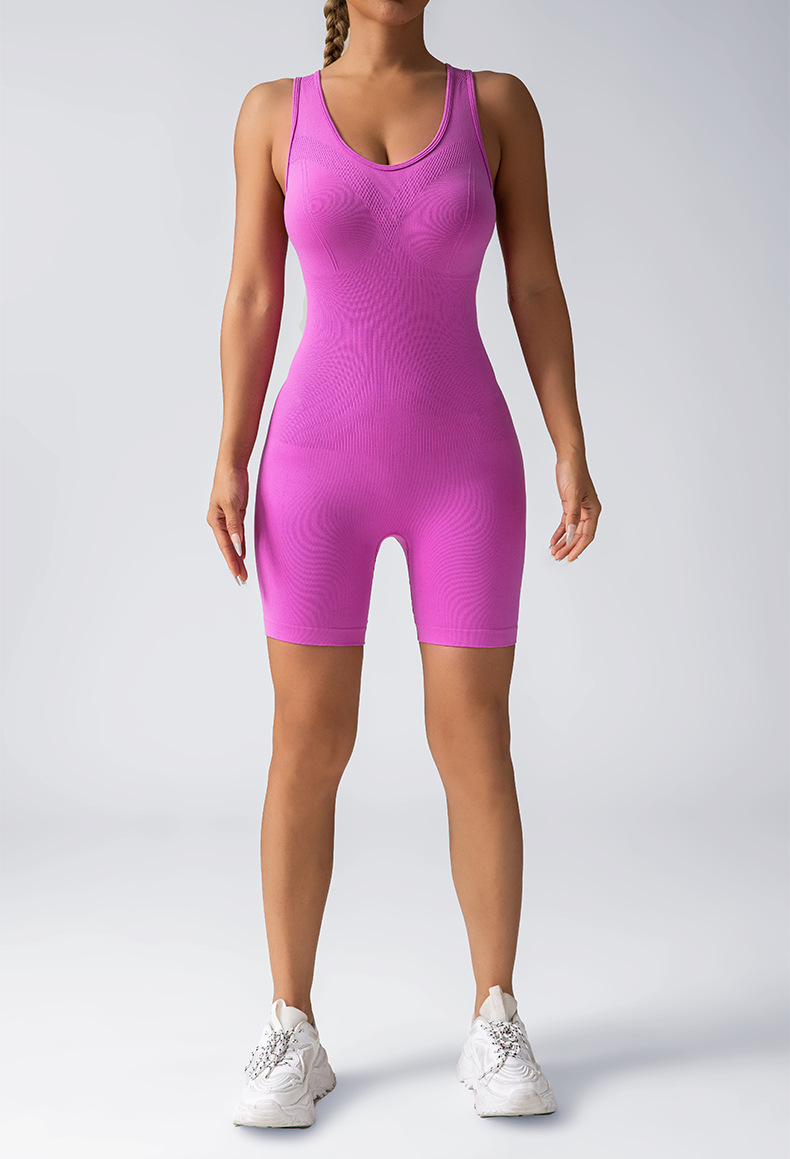 瑜伽连体衣女夏季亚马逊跨境无袖短裤运动裸感健身美背一体束身衣详情11