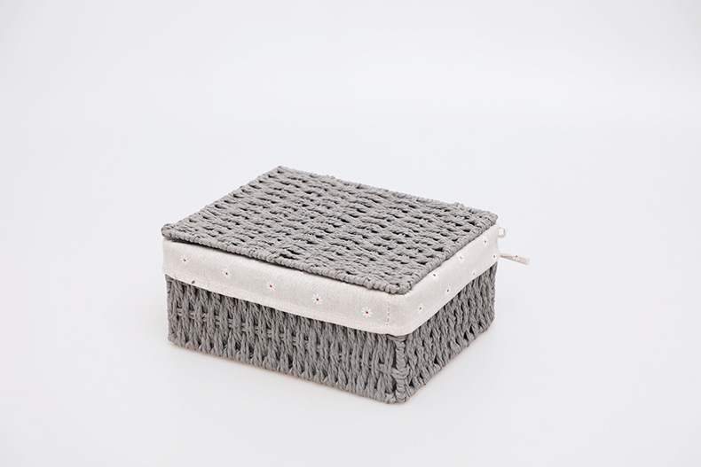 Imitation rattan woven fabric storage basket, dirty clothes, socks, tissue storage box, rectangular dried fruit and snack storage basket set pic 16