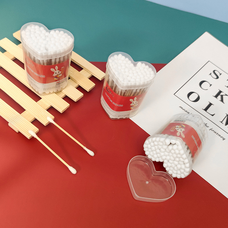 一次性双头竹木棒化妆棉签清洁棉棒棉花棒盒装足数100支 双头棉签详情10