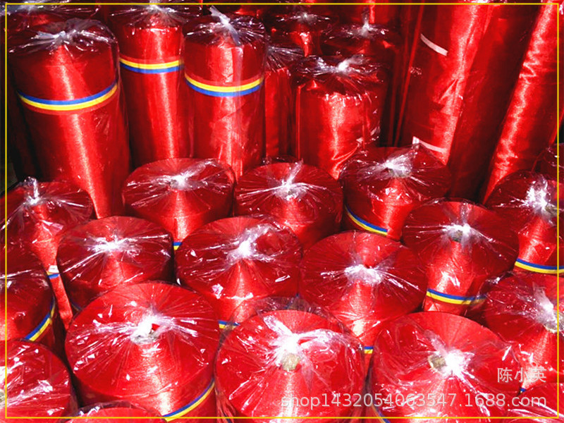 The opening ribbon-cutting ceremony of the advertisement is made of multicolor jacquard fabric. The wedding fabric is unveiled with a red silk cloth and a large red flower silk ribbon pic 13