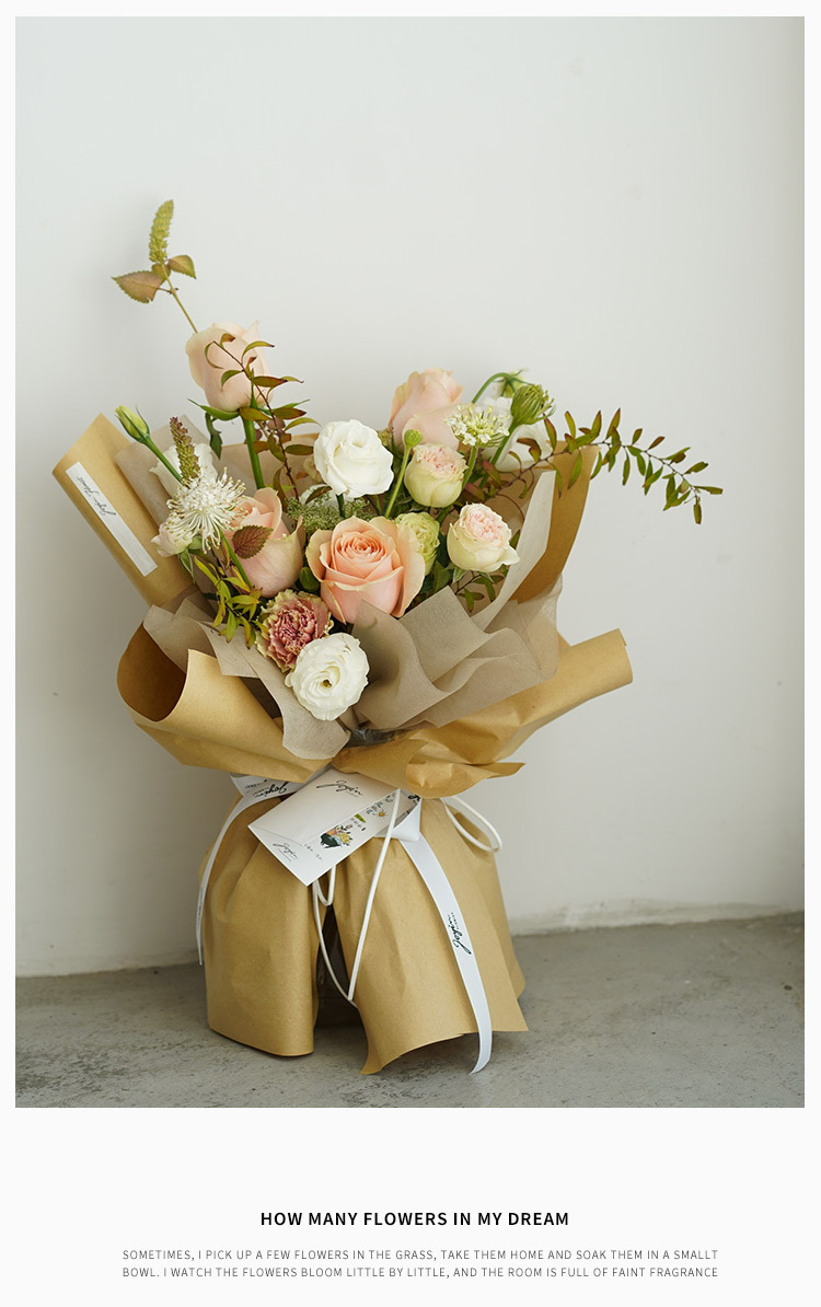 加厚英文报牛皮纸复古花束包装纸高级感花艺材料牛皮纸鲜花包装纸详情14