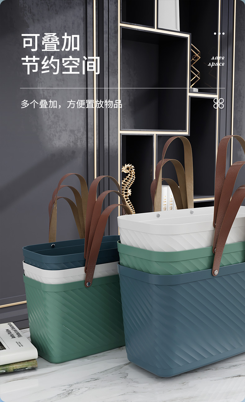 户外野餐篮子塑料日式手提收纳篮洗衣篮便捷式购物置物篮收纳筐子详情10