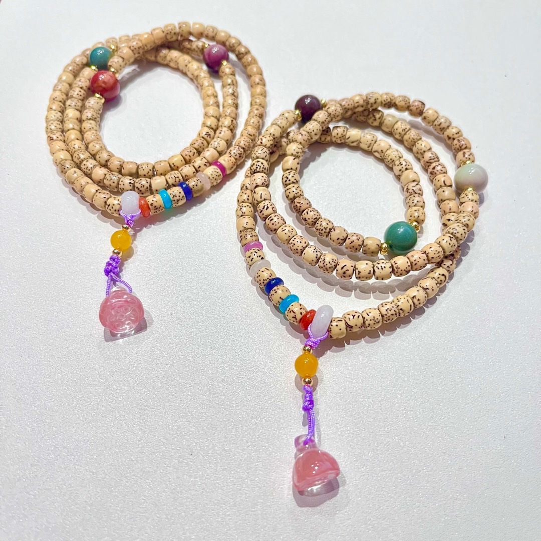 Real photo of the new design macaron Alxa agate pendant crystal lotus pod necklace bracelet, dual-purpose for women pic 14