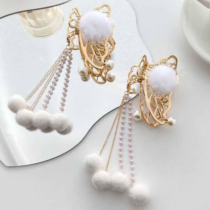 韩国新款珍珠蝴蝶盘发合金抓夹后脑勺大号鲨鱼发夹气质发夹头饰女详情13