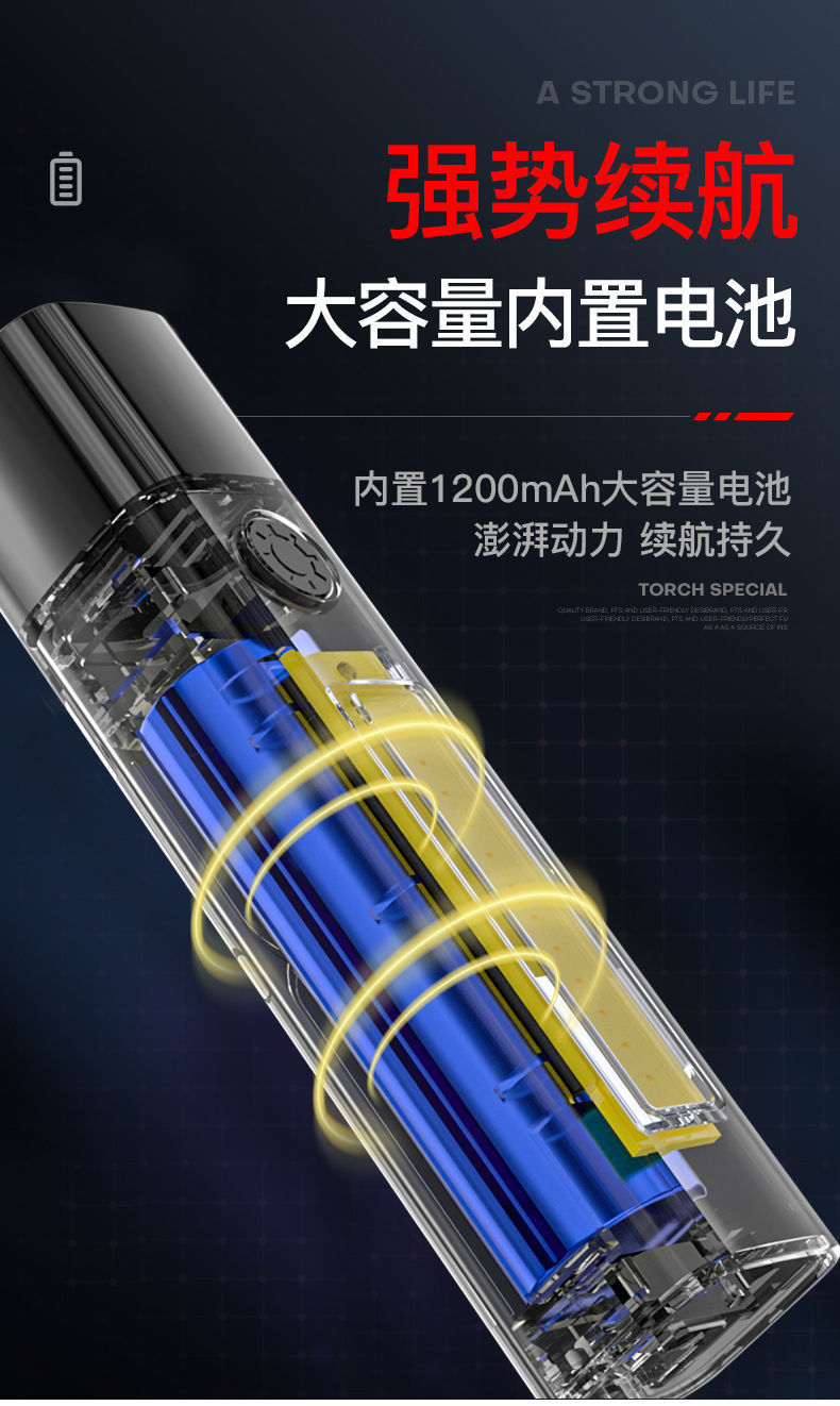 跨境小手电cob侧灯家用便携户外塑料USB充电大功率强光迷你手电筒 pic 5