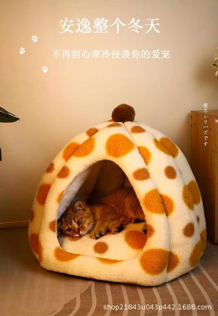 猫窝四季通用半封闭式房子猫咪别墅可拆洗冬季保暖宠物窝床详情9