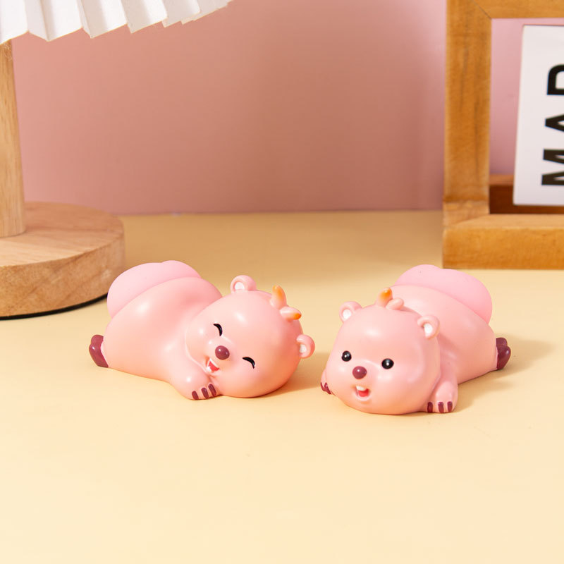 可爱网红小粉狸卡通潮玩摆件创意解压Q弹屁屁玩具公仔汽车内装饰详情1