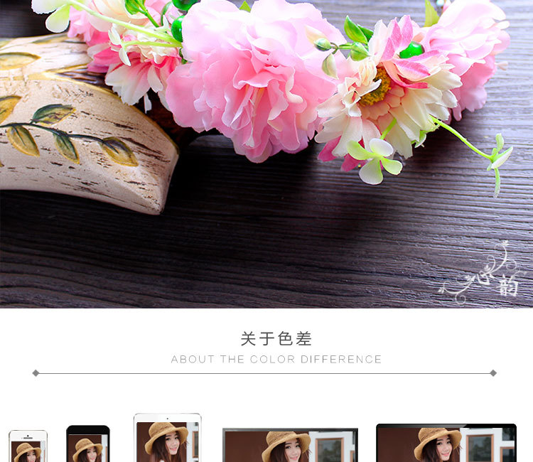 Bohemian hand-woven garland for ladies, 18 cm peony headwear, photography outfit and headwear pic 9