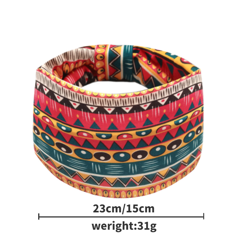 欧美爆款波西米亚女士弹力发带非洲时尚印花宽边头巾运动瑜伽发带详情2