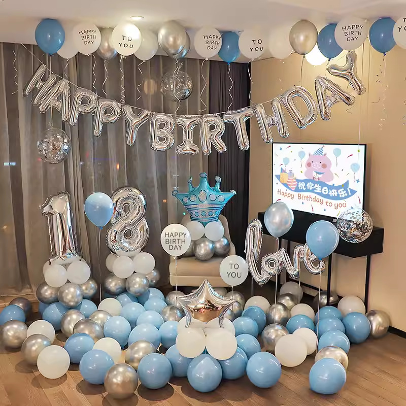 40寸ins风婴儿粉蓝数字铝膜气球生日装饰派对复古橄榄绿数字气球详情1