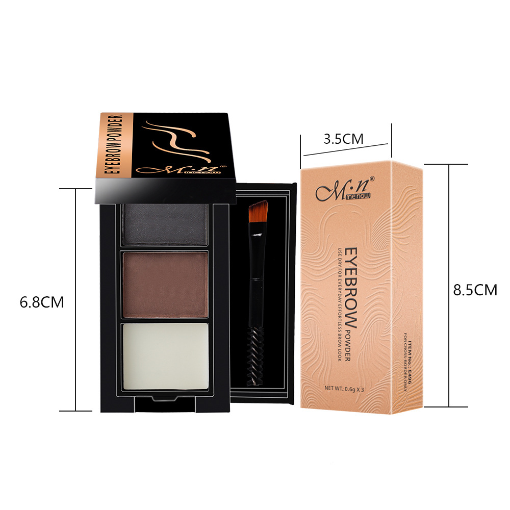 Menow Goddess Three-dimensional Eyebrow Powder Tray with three compartments is waterproof, sweat-proof and does not fade easily. The eyebrow pencil and eyebrow wax have a long-lasting shaping effect pic 18