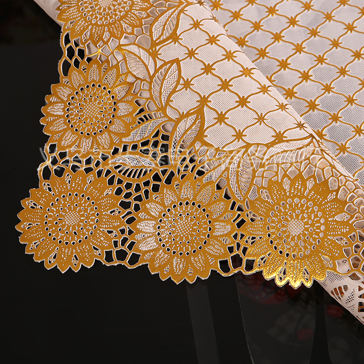 PVC table mat, creative gold-embossed hollowed-out coffee table mat, waterproof and anti-slip table mat, 60*100CM desktop decorative mat pic 10