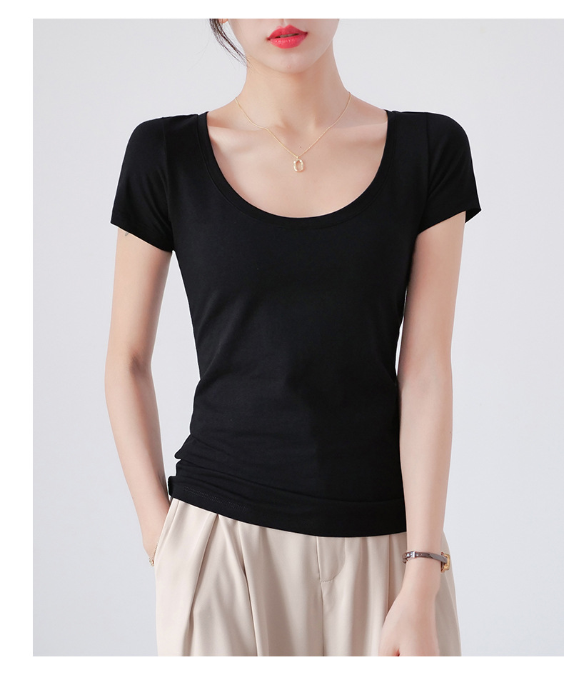 白色修身圆领纯棉短袖t恤女夏季2025新款内搭打底衫显瘦紧身上衣详情10