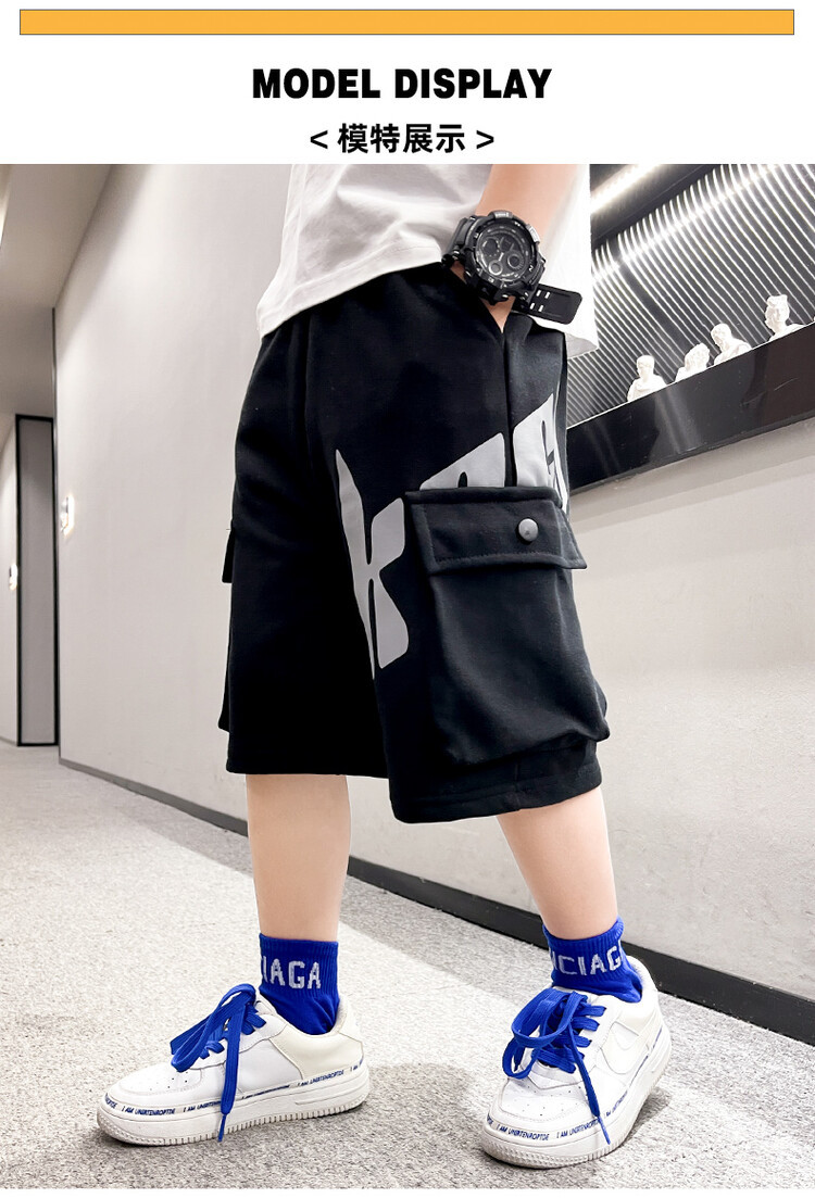 The 2022 new summer loose and stylish cotton capri shorts for boys are a trend of casual summer pants for middle-aged children pic 15