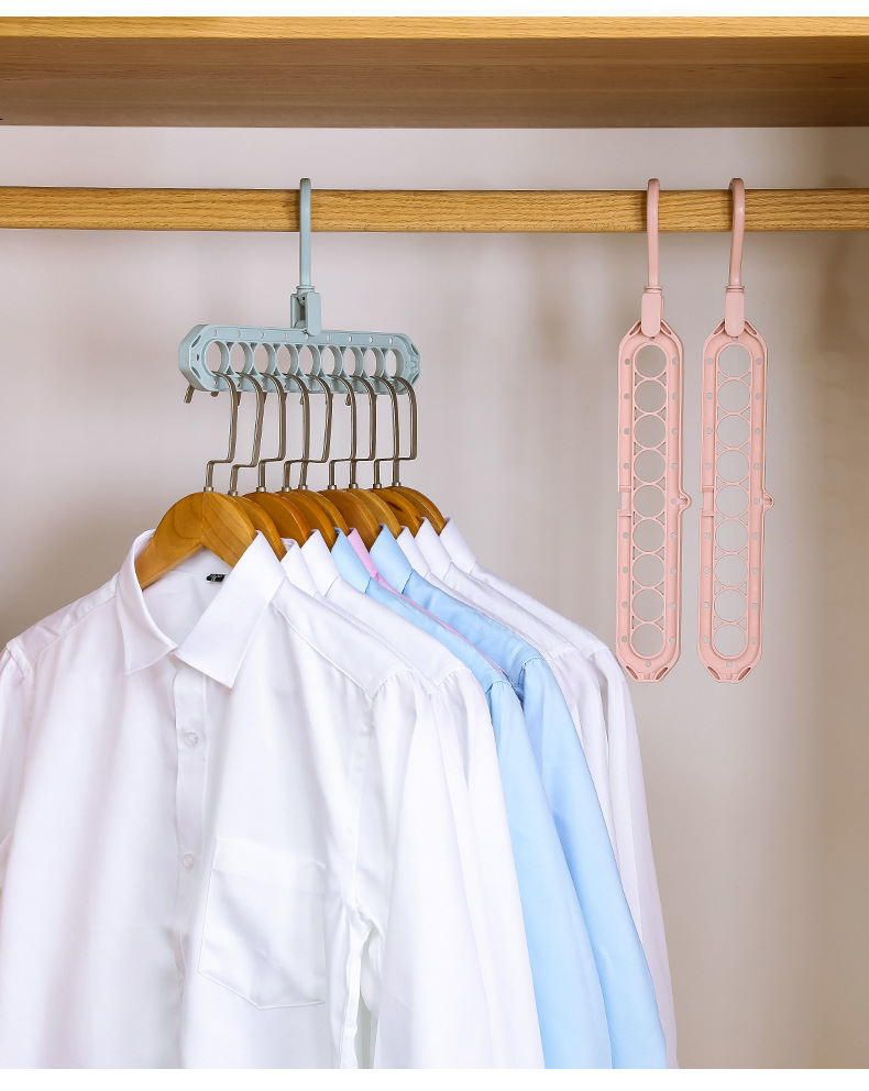 九孔衣架家用多功能收纳神器抖音网红魔术百变宿舍整理挂钩凉衣架详情2