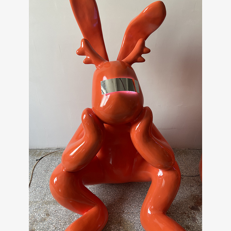 Electroplated cartoon glasses, thoughtful rabbit figurines, model rooms, sales offices, living rooms, studies, creative decorations, large-scale cartoons pic 8