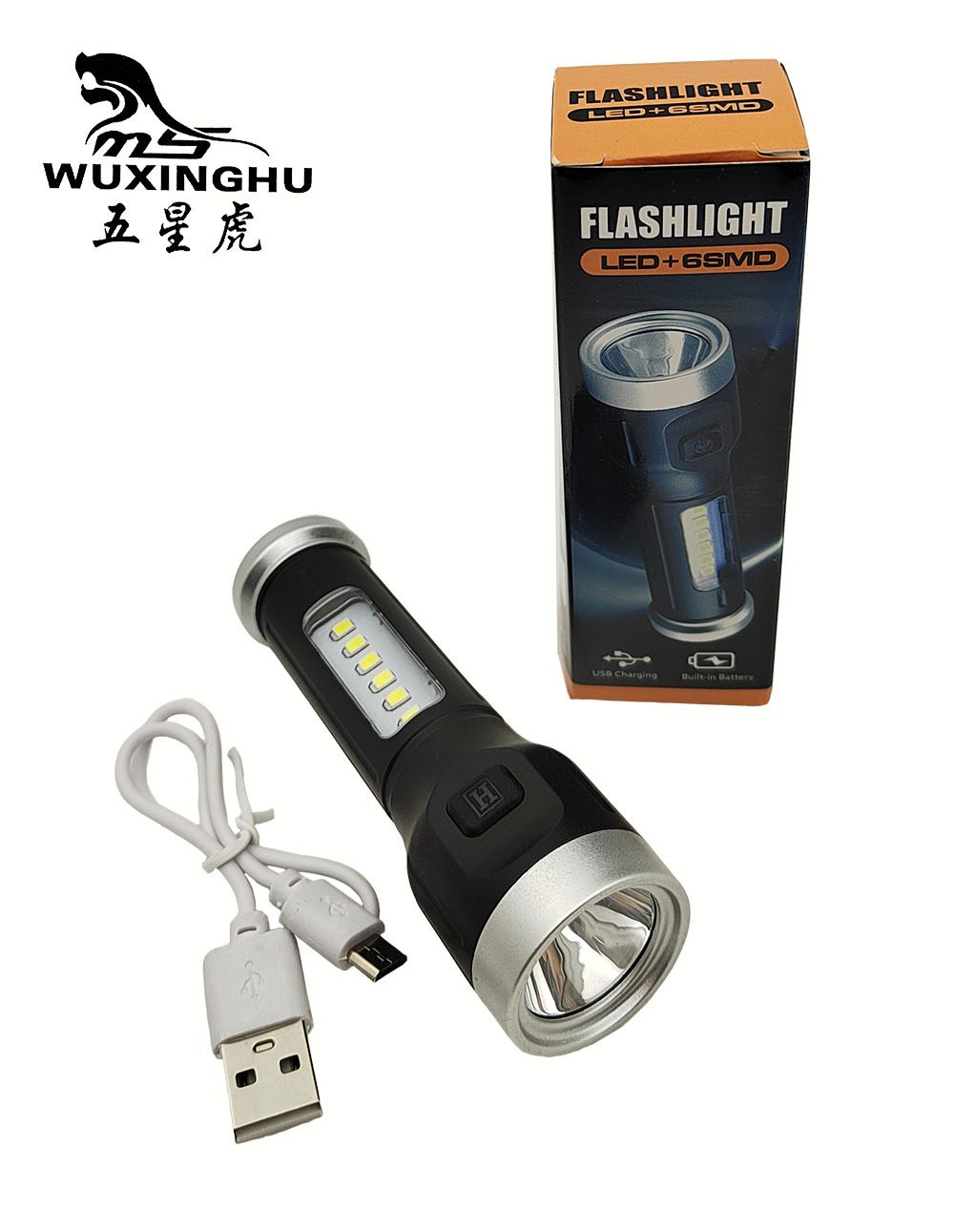 Outdoor lighting mini gift small hand flashlight, built-in lithium battery USB charging lamp, new high-intensity LED flashlight pic 3
