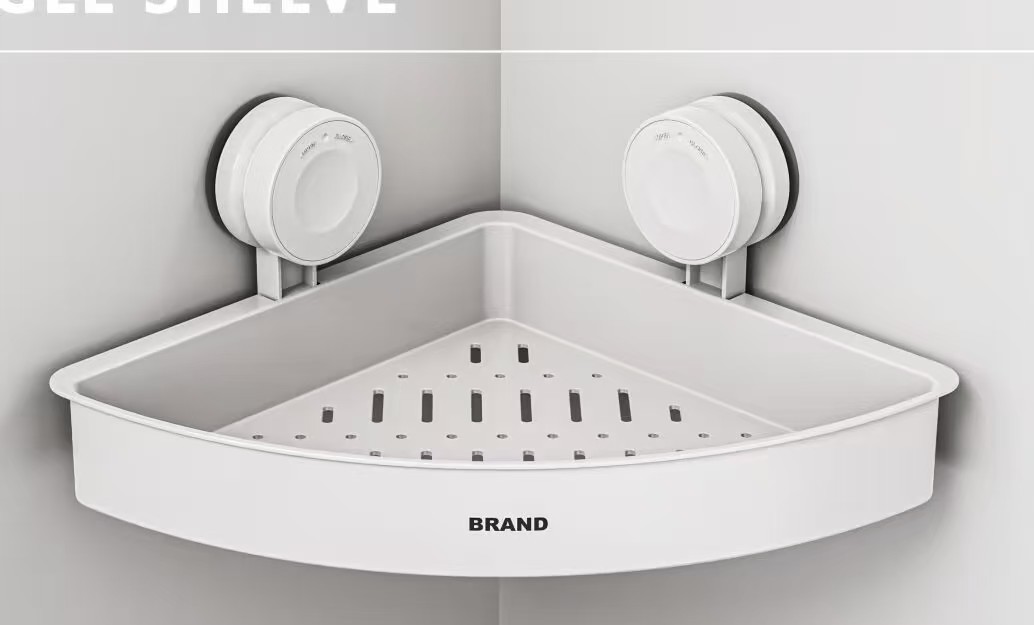 Non-drilling bathroom toilet washroom tripod wall-mounted storage, bathroom suction cup type storage rack pic 3