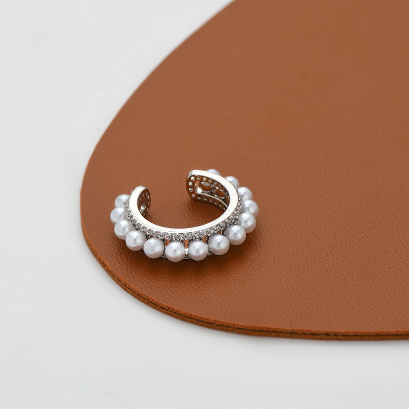 秋冬新款微镶锆石气质无耳洞耳环女小众设计感几何C形珍珠耳骨夹详情8