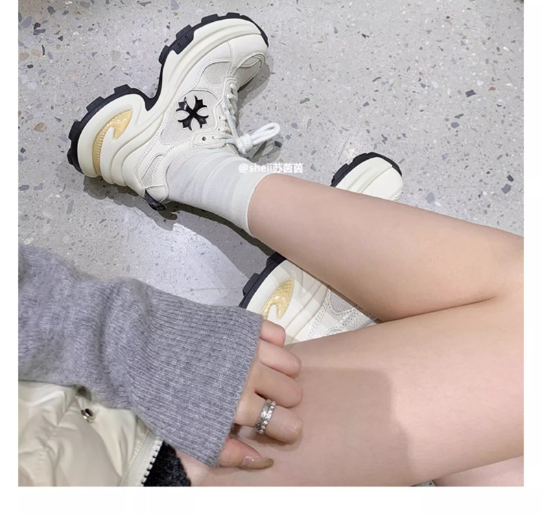 惊爆价~牛皮版增高7.5cm十字花厚底休闲透气运动鞋女老爹鞋跑步鞋详情27