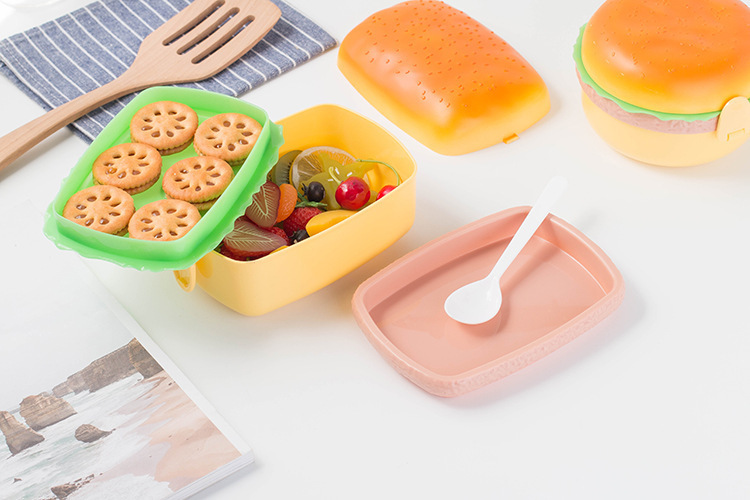 迷你创意汉堡便当盒小红书同款三层可爱搞怪便携学生外带水果餐盒详情11