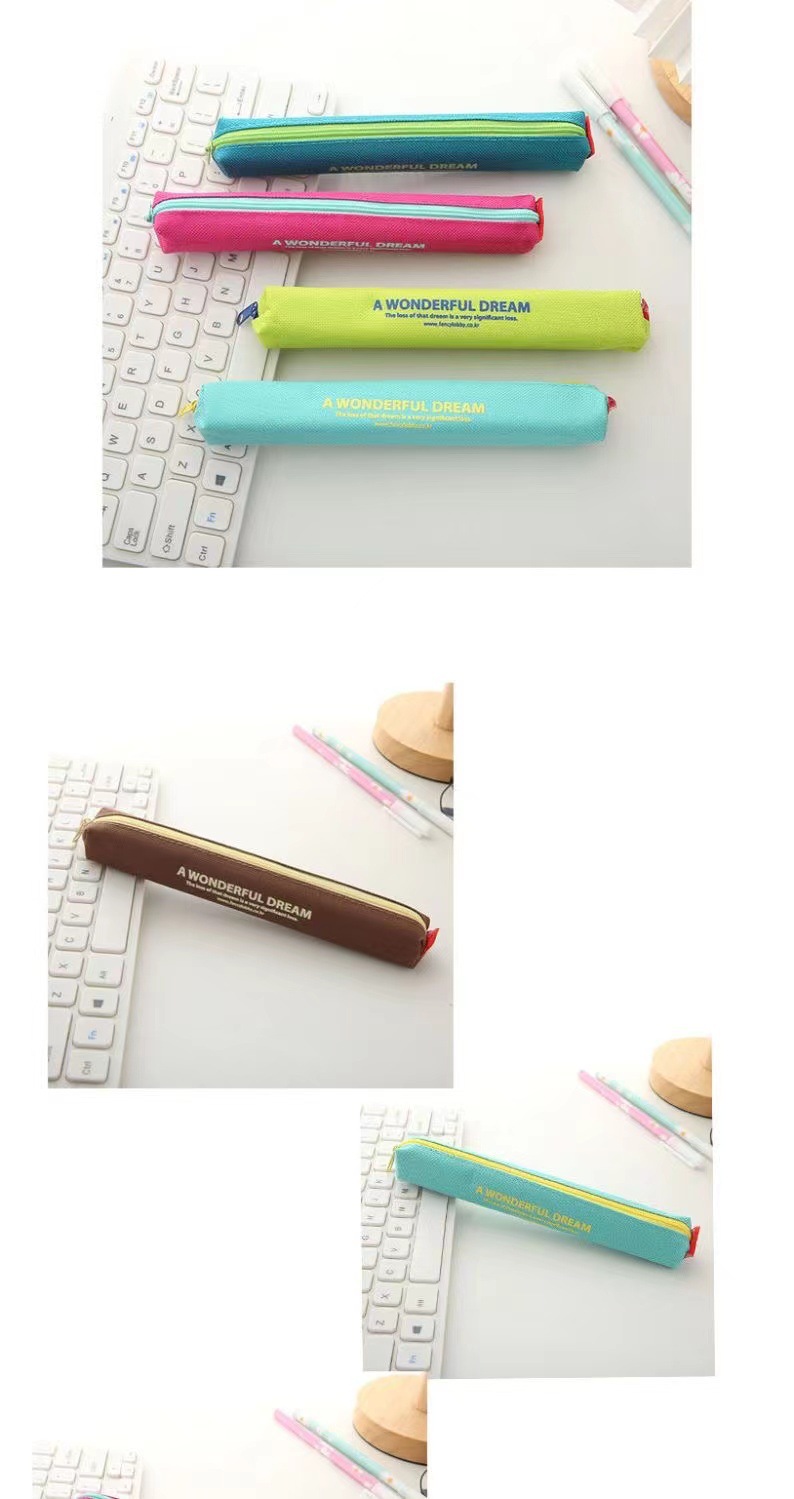 Korean mini pen case canvas, candy color contrasting letter stationery bag for primary, junior high and senior high school students, cute pen case pic 4