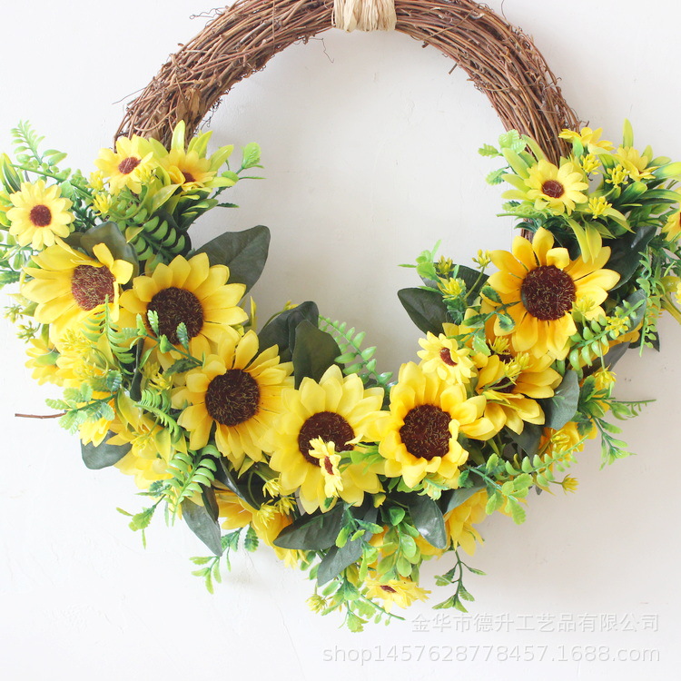 Desheng Cross-border E-commerce Amazon Spring Sunflower, Bee Festival Wreath Home Decoration Factory Wholesale pic 5