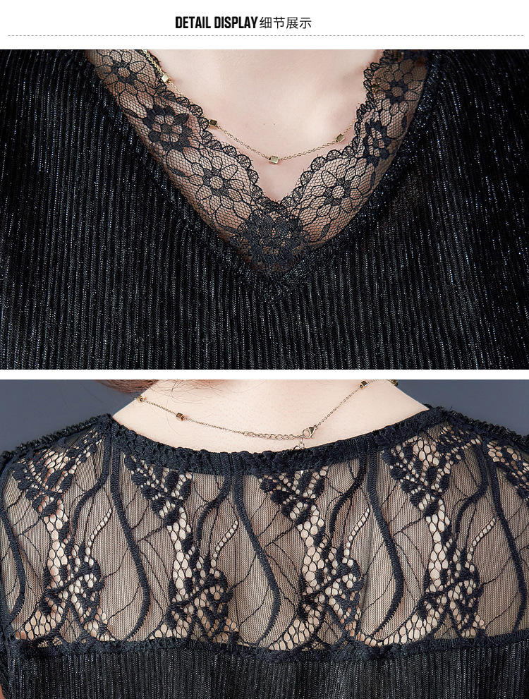 蕾丝连衣裙夏2024夏季新款女装韩版小黑裙时尚修身V领无袖连衣裙详情15