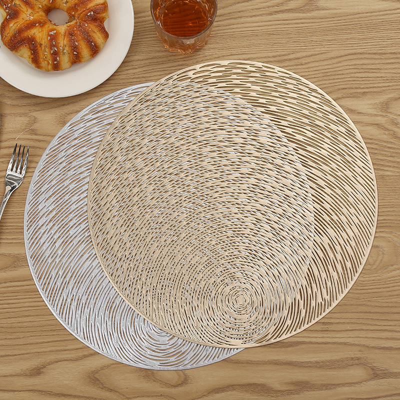 创意西餐垫咖啡杯垫 pvc纯色仿金属色镂空盘垫 隔热防滑热销爆款星空圆形装饰垫详情8