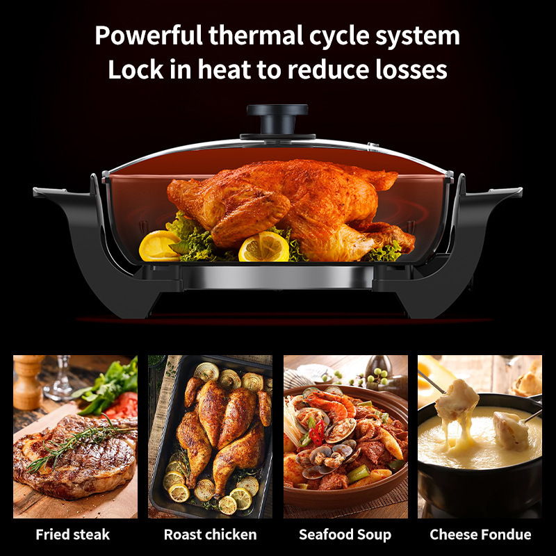 电火锅方锅烧烤一体锅跨境代发家用电热锅ELECTRIC FRYING PA详情10