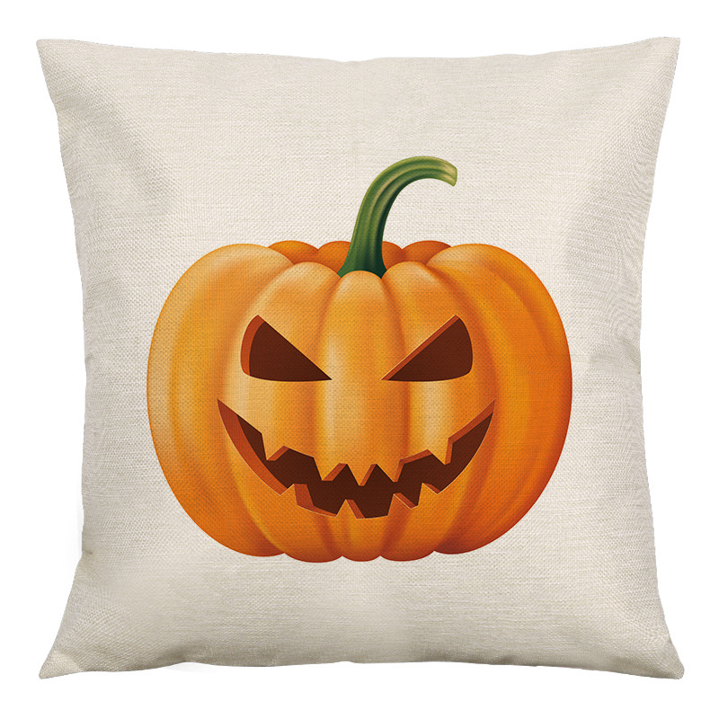 Halloween pumpkin linen pillowcase home fabric cushion pic 1
