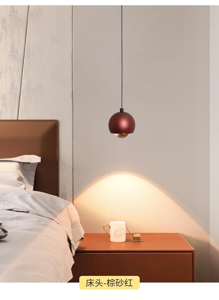 The LED telescopic suspended creative round ball pendant lamp is simple, modern and light luxury. It is a smart small hanging device for the bedside bar in the bedroom pic 10