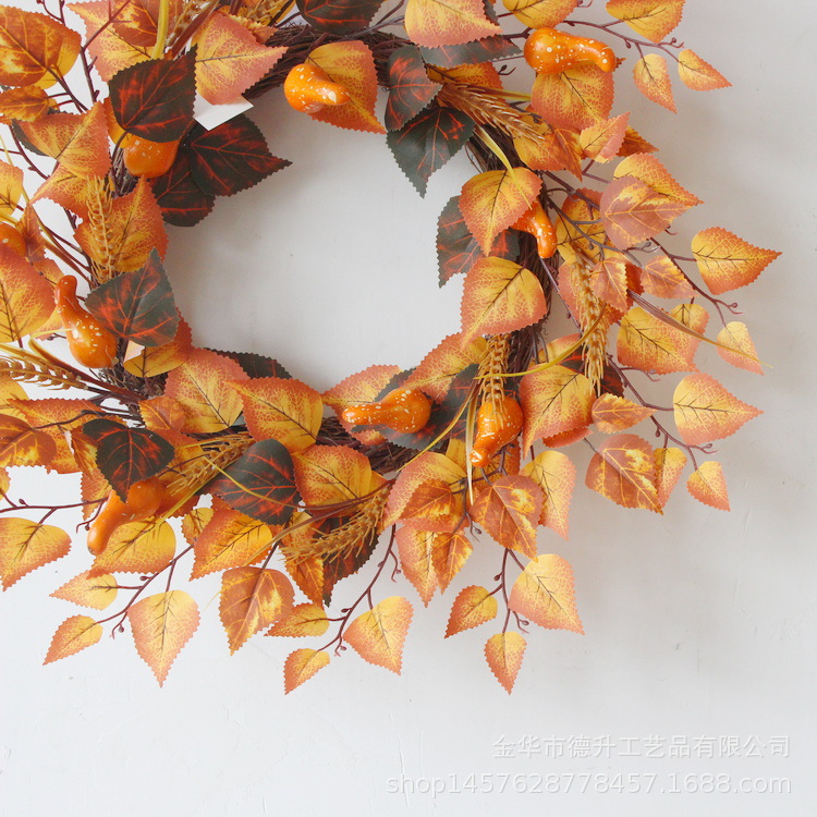 Desheng Cross-border E-commerce Factory supplies DIY wreaths and rings for the Gratitude Harvest Festival, Halloween, autumn maple leaves, pumpkin vines and garlands pic 7
