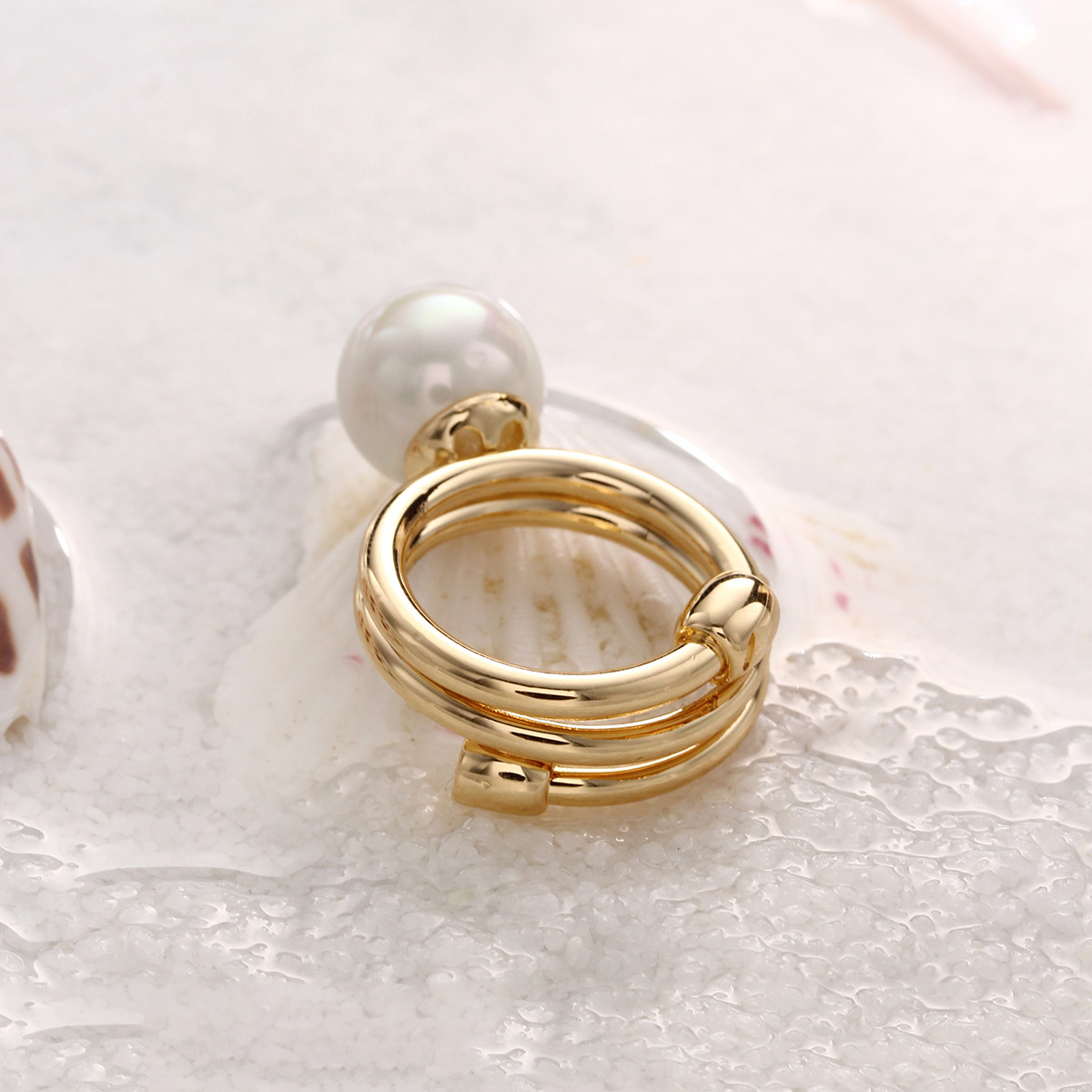 韩版简约戒指丝巾扣纯铜镀金气质大方高端珍珠配饰丝巾装饰详情11