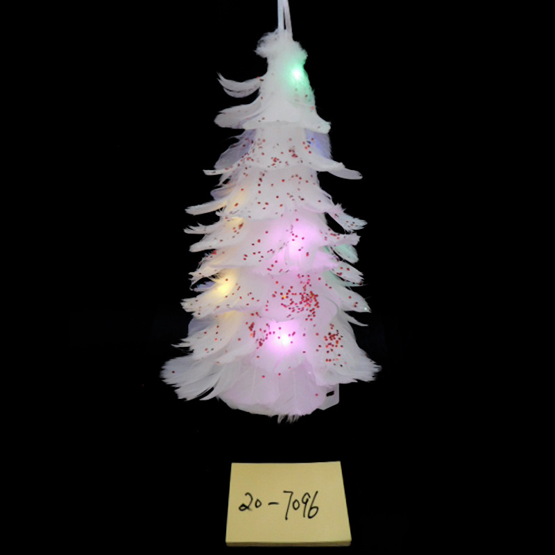 2023 New style illuminated Christmas tree feather gold powder creative cute scene decoration and environmental arrangement pic 4
