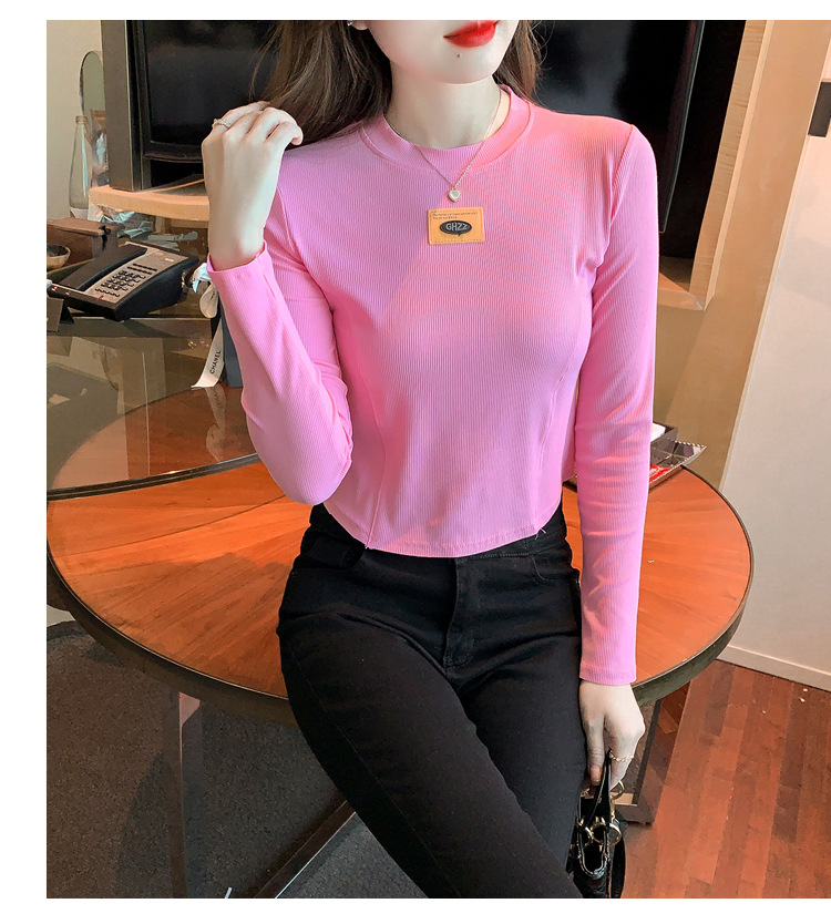 打底衫女内搭秋季2022年新款修身显瘦短款上衣洋气长袖打底小衫潮详情31