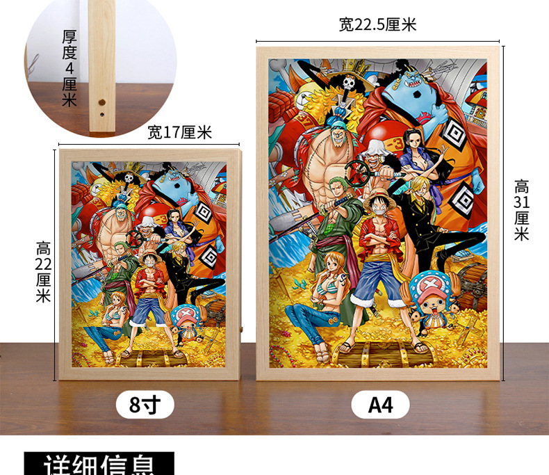 Light painting: One Piece Luffy, Japanese anime Zoro Demon Slayer Gundam, Genshin Impact Gundam, Anime Night light, cross-border luminous painting pic 6