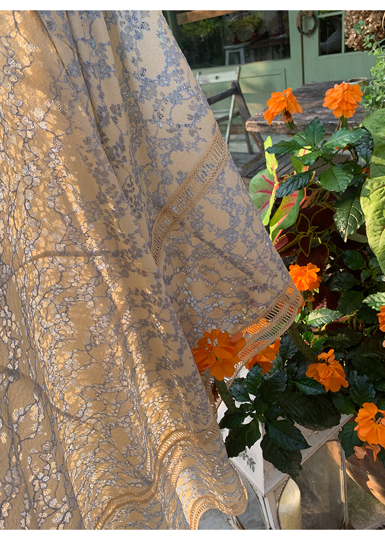 XIAOLI夜幕蕾丝A字V领吊带碎花连衣裙新款法式小众长裙子女夏详情29