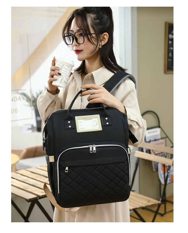 Nuevo modelo mommy bag cama cama plegable baby bag mamá multifuncional recargable impermeable bordado hilo mochila cama cross-border blast pic 24