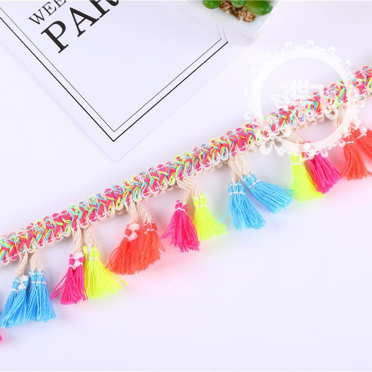民族风蜈蚣边彩色流苏扫把花边DIY帽子围巾窗帘服装辅料花边现货织带详情12