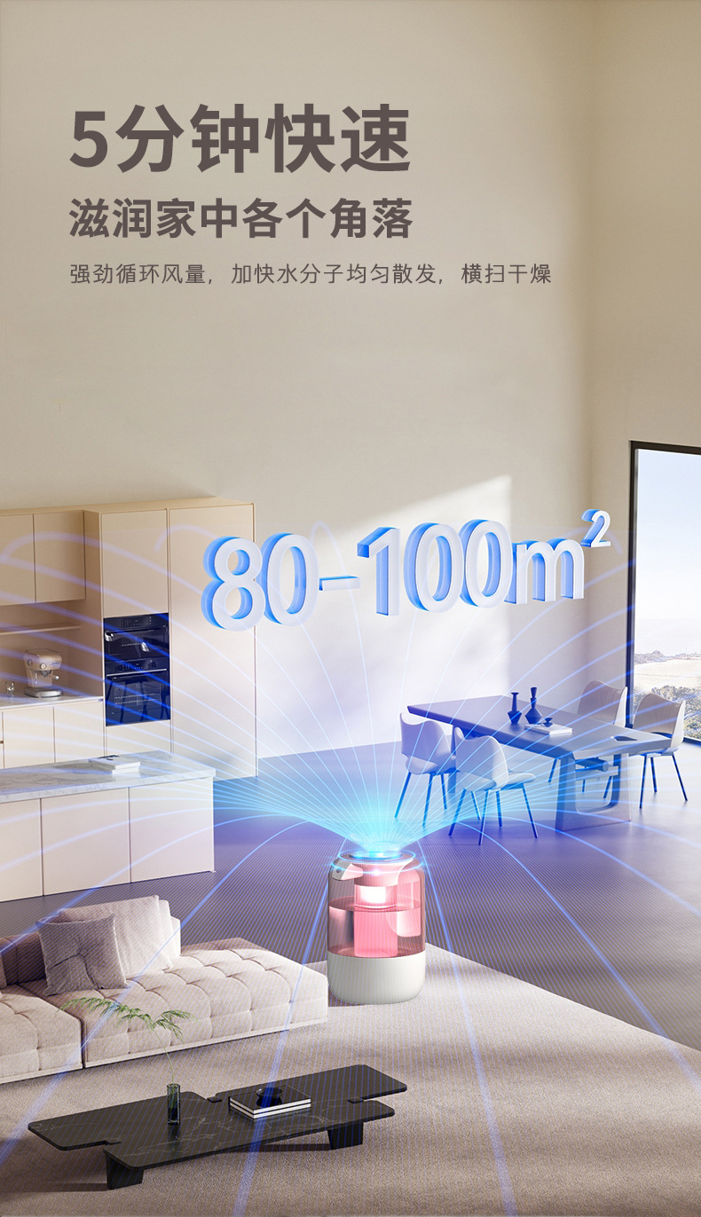 新款双喷加湿器3升家用静音卧室孕妇婴儿学生宿舍办公室桌面喷雾详情9
