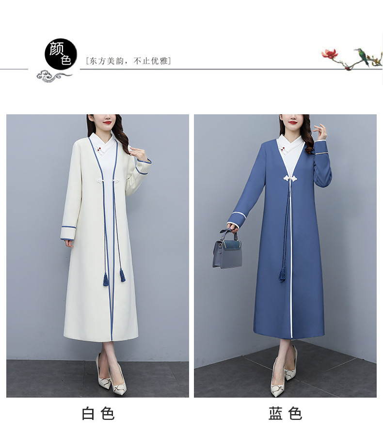 Retro woolen coat for women, mid-length, autumn and winter 2021 new style Chinese style, elegant and loose, slimming overcoat pic 5