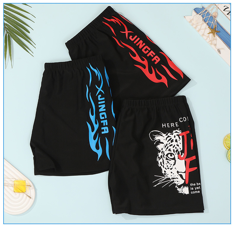 新款男士泳裤成人平角胶印沙滩裤泳池短裤男条纹游泳裤宽松舒适详情11