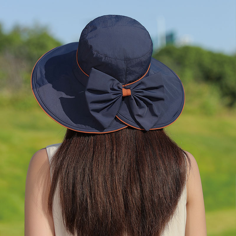 新款渔夫帽帽子女春夏女款度假遮阳帽大檐优雅蝴蝶结夏季防晒帽详情12
