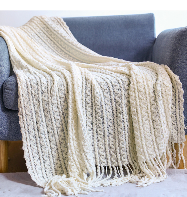 Sofa blanket, knitted blanket, Nordic sofa towel, cover fabric, fringed woolen blanket, air conditioning blanket, nap blanket, pillowbed blanket pic 34