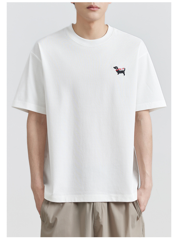 速干冰丝棉 圆领丝光刺绣凉感短袖t恤男2024夏季新款潮半袖体恤衫详情20