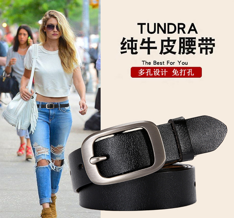 抖音爆款女士真皮牛皮腰带休闲简约百搭皮带潮时尚牛仔裤腰带女款详情1
