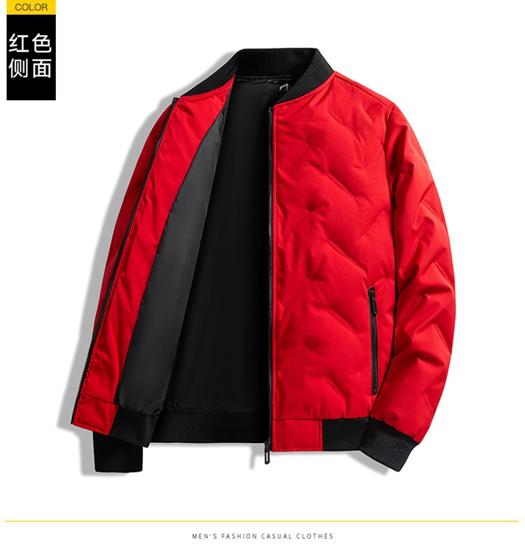 新款男士羽绒服棒球领蓬松开衫上衣灰鸭绒羽绒服男休闲冬季外套男详情30