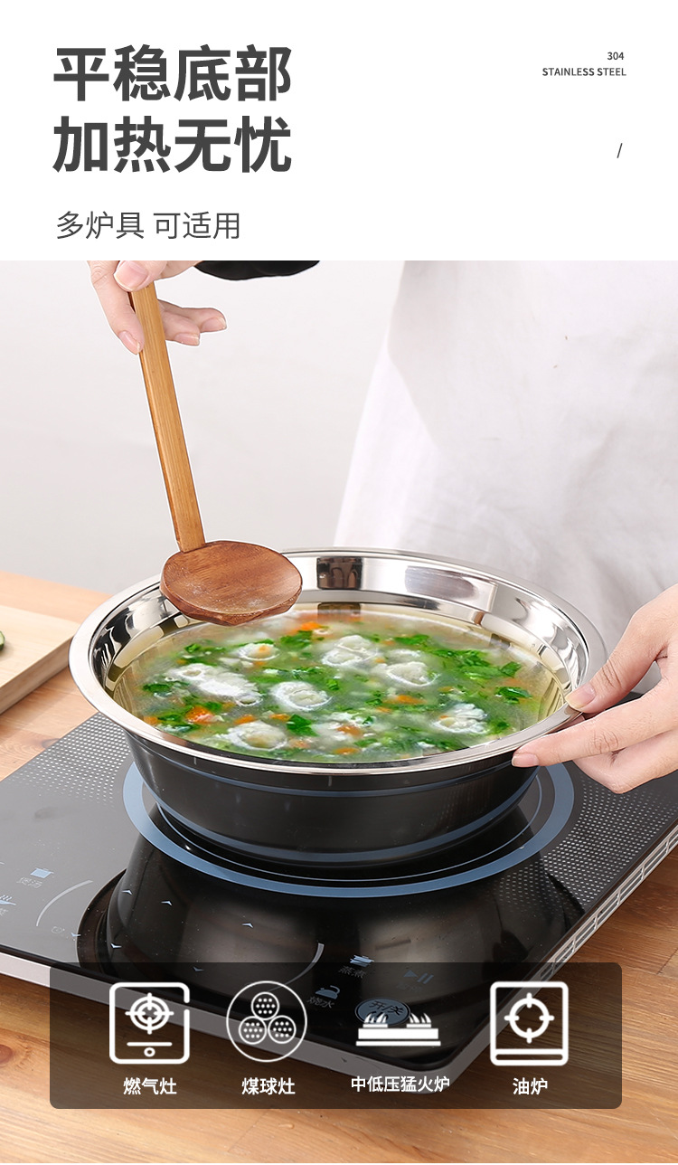 Wholesale thickened 304 stainless steel soup basins, soup bowls, noodle basins, seasoning basins, seasoning jars, vegetable washing basins, multi-purpose gifts pic 9
